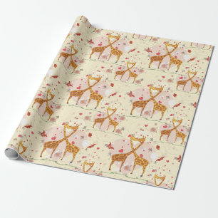 Papel De Presente Casais Girafas