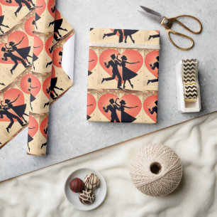 Papel De Presente Casal Dançando no Dia dos Namorados em Estilo Mode