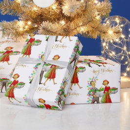 Papel De Presente Casal de 1950 Feliz Natal