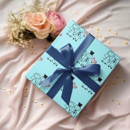 Papel De Presente Casal de Casamento do Balão de Amor