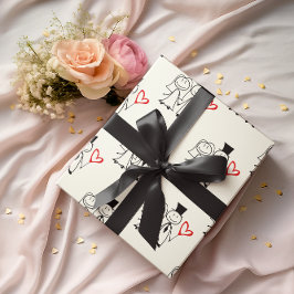 Papel De Presente Casal de Casamento do Balão de Amor