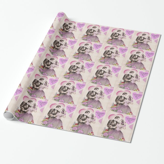 Papel De Presente Casal de Namorados Antigos (Desenrolado)
