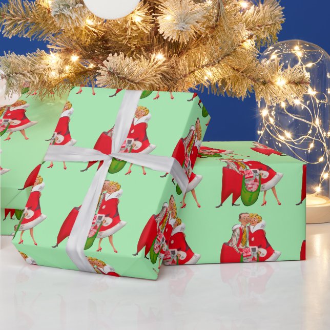 PAPEL DE PRESENTE CASAL DE NATAL ROMÂNTICO RETRÔ (Feriados)