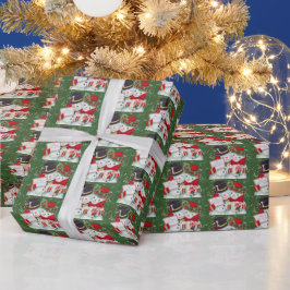 Papel De Presente casal de neve com natais vintages retrorreflectore