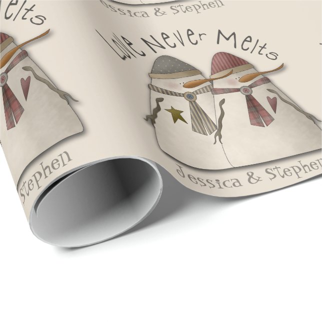 Papel De Presente Casal de neve personalizável (Ponta do rolo)