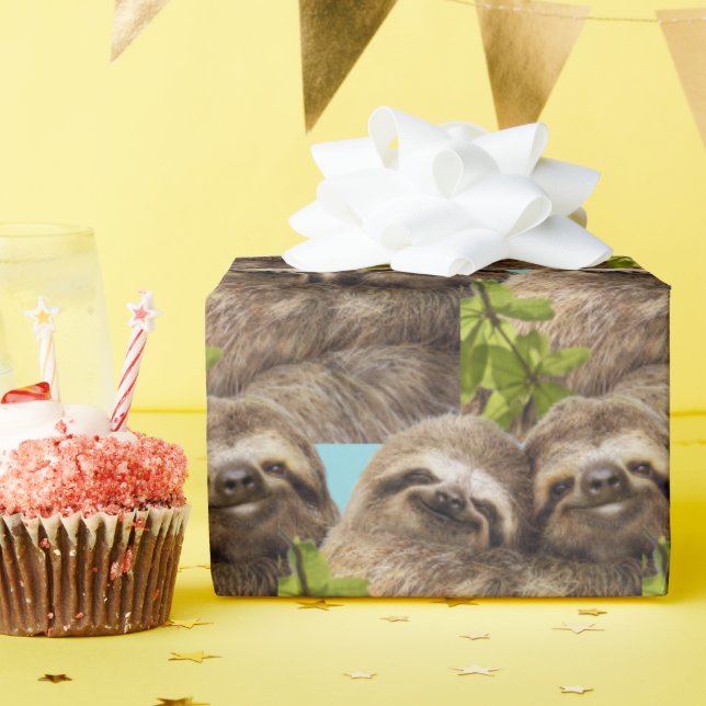 Papel De Presente Casal de Preguiças (Festa de aniversário)
