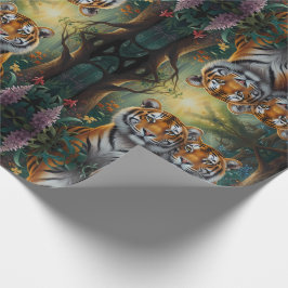 Papel De Presente Casal de Tigre-Cute na floresta