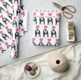 Papel De Presente Casal Imperador Pinguin Dia de os namorados  