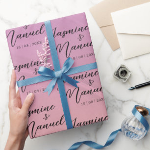 Papel De Presente Casal Nomes de Papel de Embraiagem Rosa para Prese