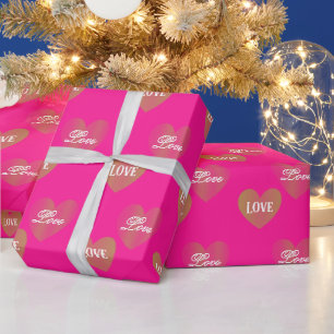 Papel De Presente Casal Personalizado Dois Corações Ouros, Rosa Prof