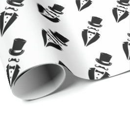 Papel De Presente Casamento Bigode Tuxedo Cartola
