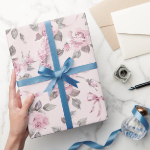 Papel De Presente Casamento bonito de Rosas e Arcos Rosa