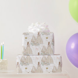Papel De Presente Casamento Branca e Dourada