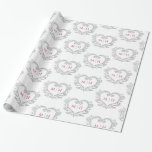Papel De Presente Casamento branco vermelho de amora prateada<br><div class="desc">Efeito prateado monograma de arte de baga vermelho e papel branco de embrulho de presente. Design de corações com as iniciais do monograma dos seus casais. Outras cores e itens correspondentes estão disponíveis. © Desenho original em folha e design por Sarah Trett para www.mylittleeden.com no Zazzle.</div>