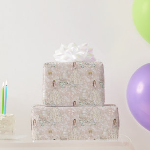 Papel De Presente Casamento Bridal Branco e Dourado