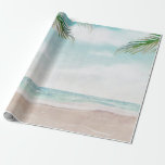 Papel De Presente Casamento Cena Praia Pintada Ilha Brisa<br><div class="desc">Cena Praia Pintada Ilha Brisa, com Ondas do Oceano, Praia Arenosa e Palmeiras, com um céu azul turquesa lindo. Uma Praia Tropical de Verão, ou design de casamento de destino. Um presente embrulhado com design mágico trendy! ~ Verifique minha loja para ver o conjunto de casamento completo para este design!...</div>