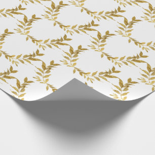 Papel De Presente Casamento Chic Elegante De Monograma Dourado Branc