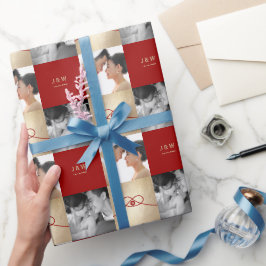 Papel De Presente Casamento Chinês de Dupla Felicidade do Red Knot U