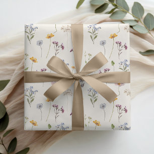 Papel De Presente Casamento Colorido de Primavera Wildflower Meadow