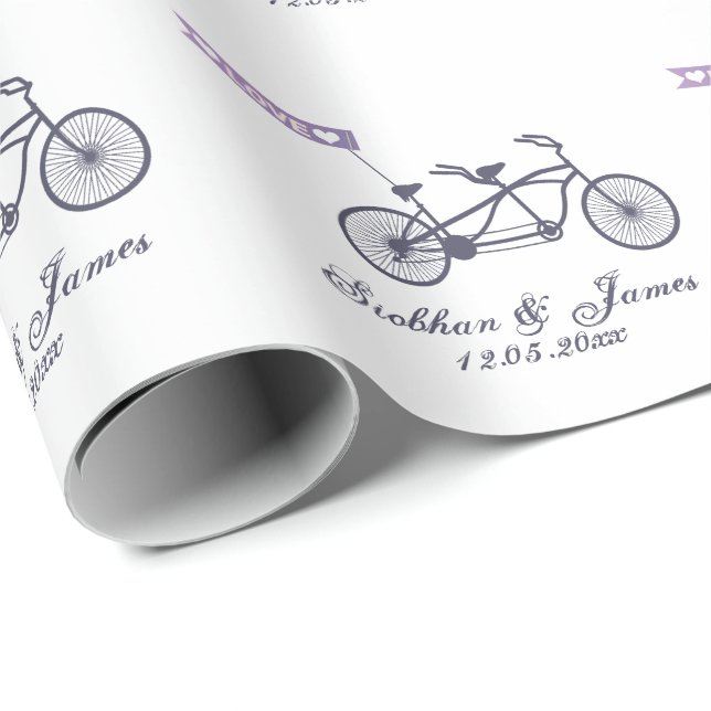 Papel De Presente Casamento com Banda Tandem e Banner de Amor (Ponta do rolo)