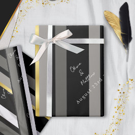 Papel De Presente Casamento com Cinzas Negras Douradas e Elegantes