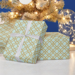 Papel De Presente Casamento com Estilo Moderno Padrão Quatrefoil Dou