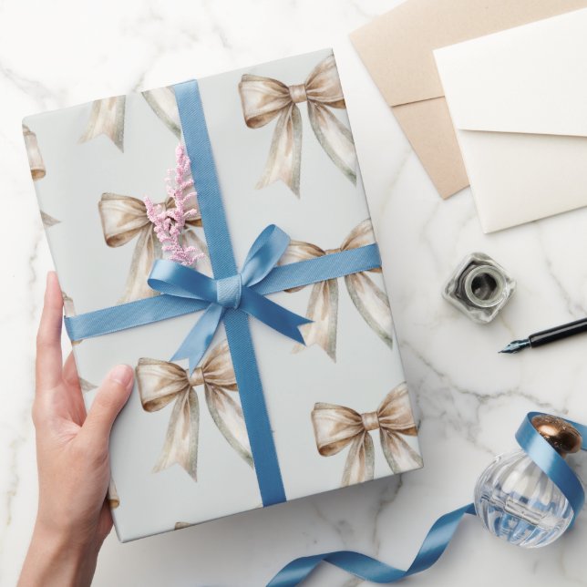 Papel De Presente Casamento com Laço Verde Branco Rústico Romântico  (Presentear)