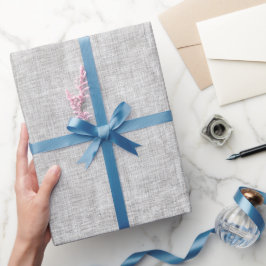Papel De Presente Casamento com Linho Falso Cinza