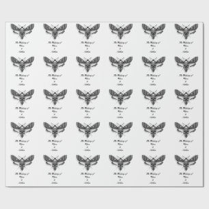 Papel De Presente Casamento Crânio de Mariposa Gótica – Elegância So