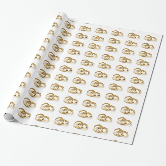 Papel De Presente Casamento de Anéis de Casamento Dourado ou Present (Desenrolado)