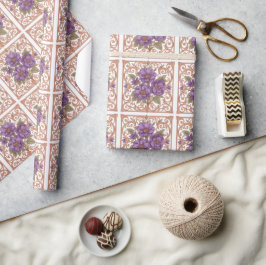 Papel De Presente Casamento de Arca Floral Elegante Vintage Nouveau