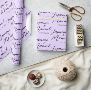 Papel De Presente Casamento de casais com papel violeta de presente
