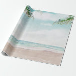 Papel De Presente Casamento de Cena de Praia Pintada de Breeze em Il<br><div class="desc">Cena de praia pintada por brisa de ilha, com Ondas de Oceano, praia de Sandy e Palm Trees, com um belo céu azul-lacrimogênio. Uma Praia Tropical de Verão, Ou design de casamento de destino. Uma trendência Mágica de design de Presente! Veja meu compro para ver a suíte de casamento inteira...</div>