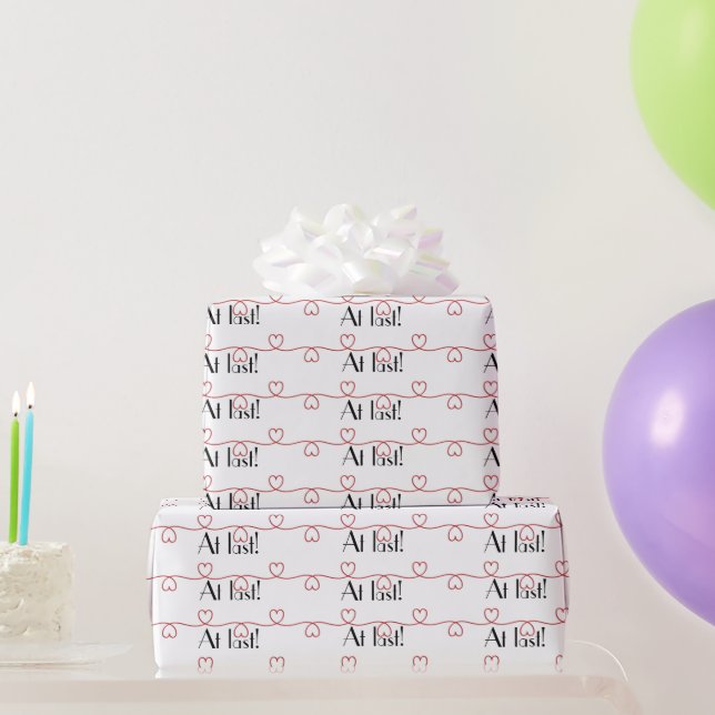 Papel De Presente Casamento de Corações Vermelhos em Branco (Presentes para festas)