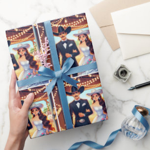 Papel De Presente Casamento de Cowboy Ocidental