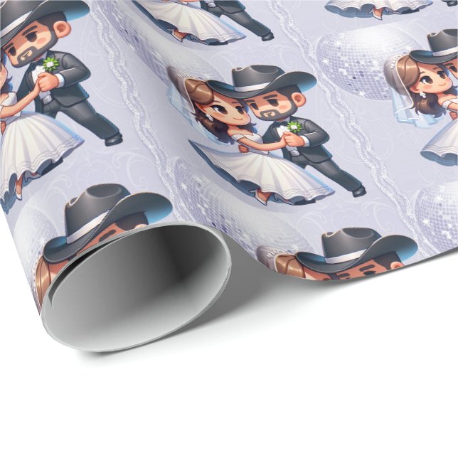 Papel De Presente Casamento de Cowboy Ocidental (Ponta do rolo)
