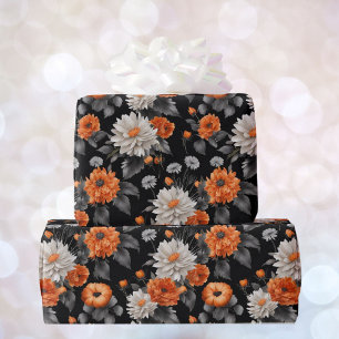 Papel De Presente Casamento de Dia das Bruxas Laranja Branco Giftwra