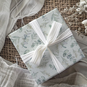 Papel De Presente Casamento de Eucalipto com Aquarela Boho