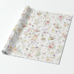 Papel De Presente Casamento de Fairytale de Flor Selvagem Encantada<br><div class="desc">Belo papel de embrulho com flores silvestres de cor aquosa pastel macia em vários tons de pincel,  rosa,  lavanda,  amarelo,  azul e verde.</div>