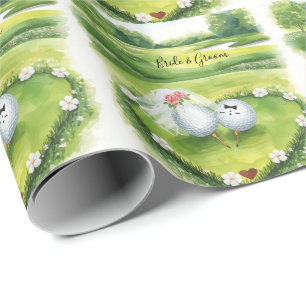 Papel De Presente Casamento de golfe bola de golfe noiva e noivo no