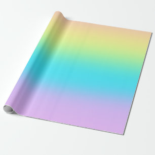 Papel De Presente Casamento de Gradiente Grande Pastel Rainbow