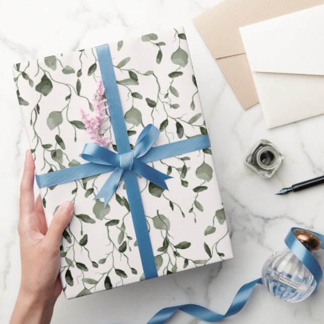 Papel De Presente Casamento de Padrão Botânico de Aquarela (Presentear)