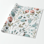 Papel De Presente Casamento de Padrão de Primavera Azul Floral<br><div class="desc">Adicione um toque de primavera ao seu presente com o nosso Papel Azul de Embrulhamento Primavera. Os belos designs florais e de codorniz vão adicionar um toque elegante e festivo a qualquer presente. Feito com materiais de alta qualidade,  é a escolha perfeita para qualquer ocasião.</div>