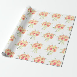 Papel De Presente Casamento de peônias de flores pastel Watercolor r