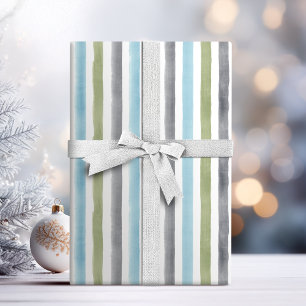 Papel De Presente Casamento de praia com faixas de aquarelas náutica