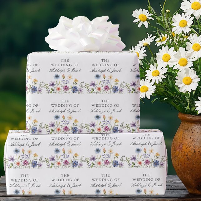 Papel De Presente Casamento de Primavera com Flor Silvestre Personal (Criador carregado)