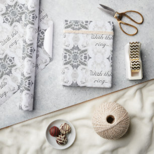 Papel De Presente Casamento de Renda Branca Personalizável Elegante