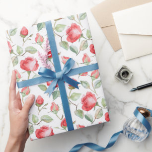 Papel De Presente Casamento de Rosas Vermelhas Lindas