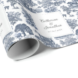 Papel De Presente Casamento de Túneis de Cavalo Azul-Chic, Elegante