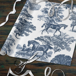 Papel De Presente Casamento de Túneis de Cavalo Azul-Chic, Elegante